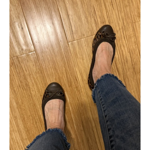 Sperry Animal Print Calf hair Ballet Flat Sz 5.5 brown toe cap padded Mobwife - Picture 5 of 7